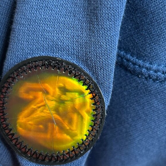 Jordan 13 Classic Cut Flint Blue Rare Pullover Hoodie Size M | Logo Hologram Y2K - Picture 13 of 13